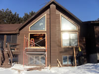 In progress with the windows in this vaulted great room area.
